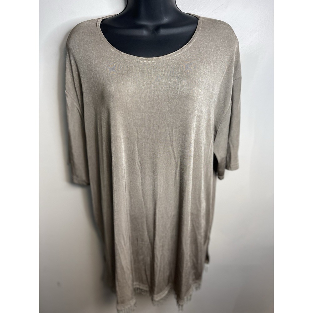 Vintage Sunflower Tan Ombre Fringe Hem Top Women's Size 2x Plus Made In USA